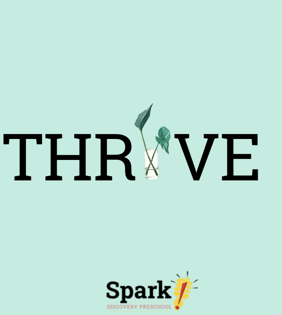 THRIVE logo - a plant in a vase, for our school's annual 24-25 school year theme. 