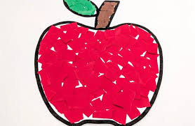 Red apple with a brown stem and a green leaf.